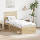 vidaXL Ágykeret fejtámlával Sonoma tölgy 75 x 190 cm Tömör fenyőfa