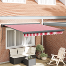 vidaXL Behúzható napellenző Piros és Fehér 350 x 250 cm