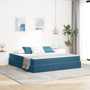 vidaXL Ágy tárolóval és matraccal Sötét kék 180 x 200 cm Bársony