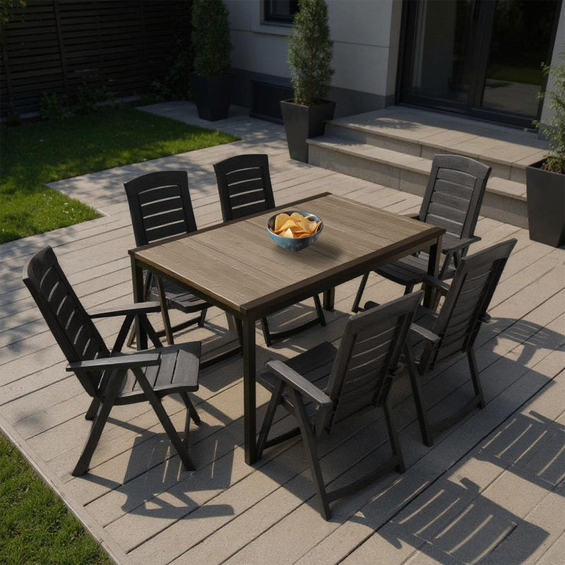 Portico 6+1 kerti bútor garnitúra szett kőris-grafit