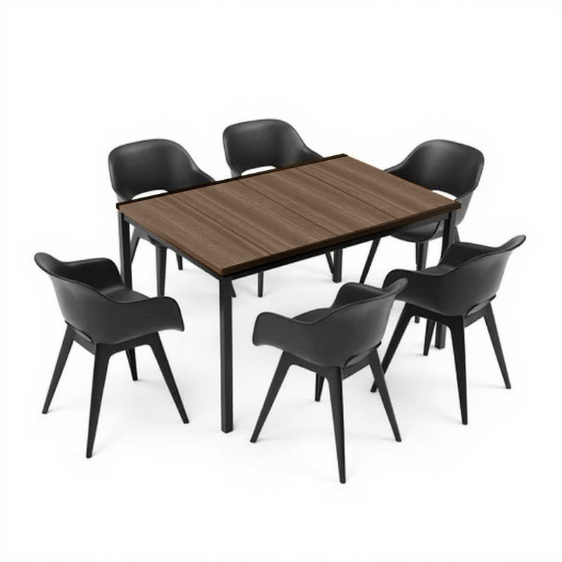 Flora 6+1 kerti bútor garnitúra szett dió-grafit