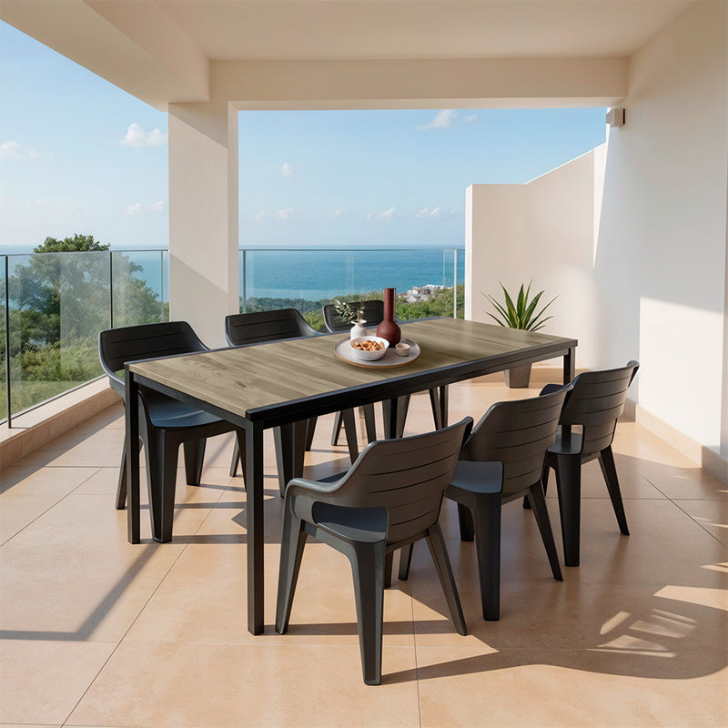 Ravello Large 6+1 kerti bútor garnitúra szett kőris-fekete