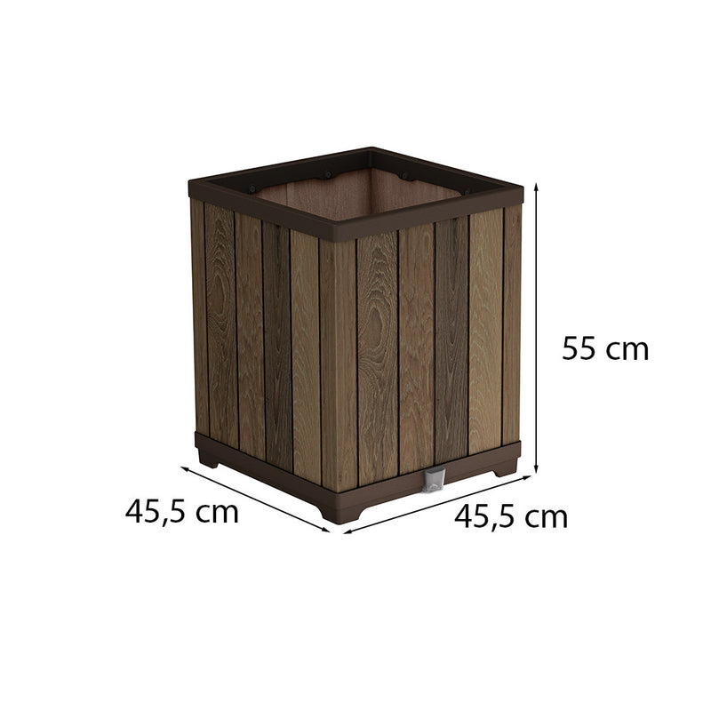 Deco szögletes magasított műanyag virágláda 74 L dió