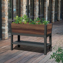 Deco elevated műanyag kerti virágláda alsó polccal 110L dió