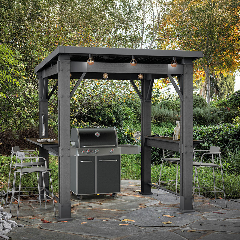Kerti grill pavilon, pulttal, tetővel grafit