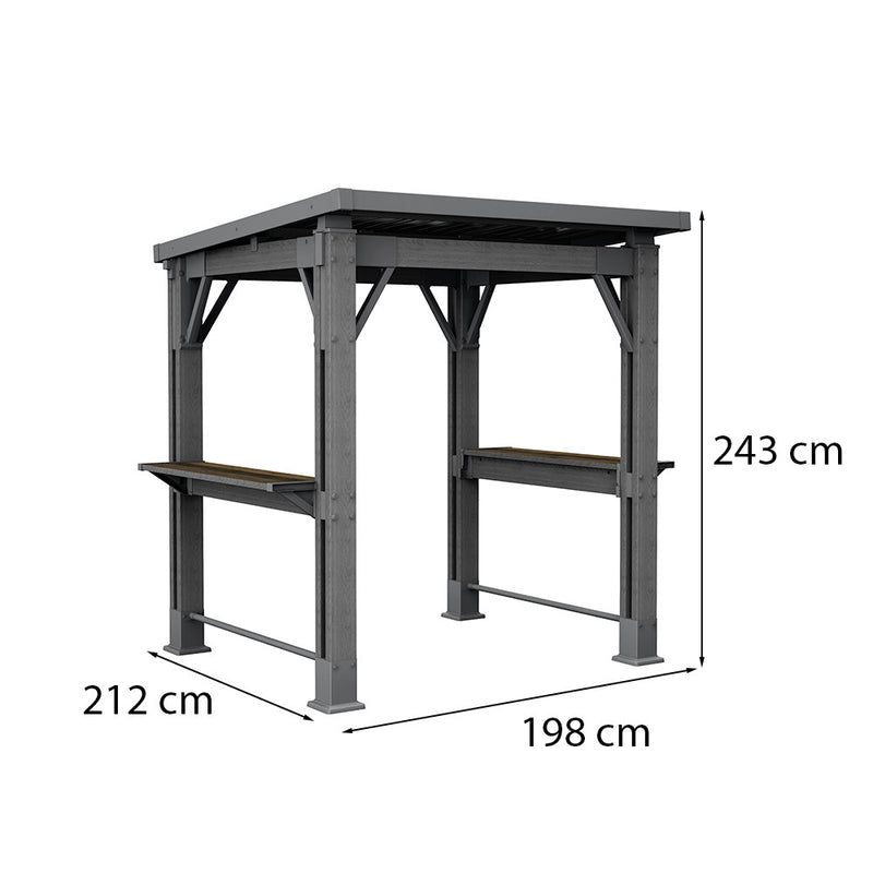 Kerti grill pavilon, pulttal, tetővel grafit