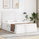vidaXL Ágy tárolóval és LED lámpával Tiszta Fehér 140 x 200 cm Műbőr