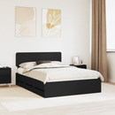vidaXL Ágykeret fiókkal fejtámlával Fekete 160 x 200 cm Mérnöki fa