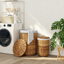 vidaXL Fedeles mosókosár 2 pcs Természetes Barna Kubu rattán
