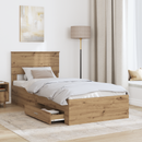 vidaXL Ágykeret fejtámlával fiókkal Artisan tölgy 90 x 190 cm Faanyag