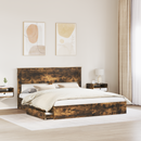 vidaXL Tárolós Ágy fejtámlával Füstölt tölgy 180 x 200 cm Faanyag