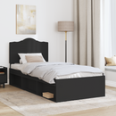 vidaXL Ágykeret fejtámlával Fekete 90 x 200 cm Tömör fenyőfa