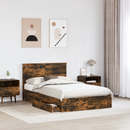 vidaXL Tárolós Ágy fejtámlával Füstölt tölgy 135 x 190 cm Faanyag