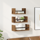 vidaXL Fali polc készlet polcokkal 3 pcs Öreg fa 40x16x14cm Faanyag