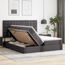 vidaXL Ágy tárolóval és LED lámpával Szürke 180 x 200 cm Műbőr