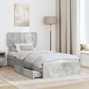 vidaXL Tárolós Ágy fejtámlával Beton Szürke 70 x 190 cm Faanyag