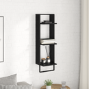 vidaXL Falpolc polcokkal Fekete tölgy 30 x 25 x 100 cm Faanyag