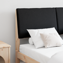 vidaXL Kárpitozott fejtámla Fekete 140 cm Tömör fenyőfa