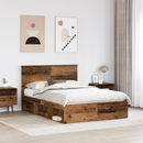 vidaXL Ágykeret fejtámlával Öreg fa 140 x 190 cm Tömör fenyőfa