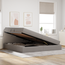 vidaXL Ágy tárolóval és matraccal Tópszínű 200 x 200 cm Poliészter