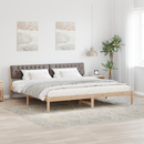 vidaXL Ágykeret fejtámlával Barna és taupe 200 x 200 cm Tömör fenyőfa