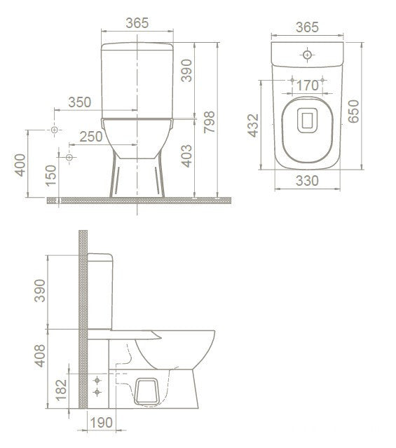 CeraStyle DURU monoblokk WC - WC tartály - öblítőszelep - perem nélküli - mély öblítésű