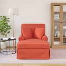 vidaXL Fotel Loungba Szoknyával 3 pcs Piros Narancs Bársonyos szövet