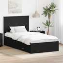 vidaXL Ágykeret fejtámlával Fekete és Ezüst 90 x 200 cm Faanyag