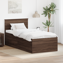 vidaXL Ágykeret fejtámlával Barna Tölgy 75 x 190 cm Faanyag