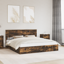 vidaXL Tárolós Ágy fejtámlával Füstölt tölgy 180 x 200 cm Faanyag