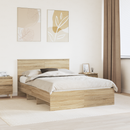 vidaXL Ágykeret fejtámlával Sonoma tölgy 150 x 200 cm Faanyag