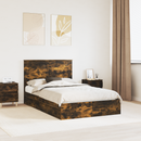 vidaXL Tárolós Ágy fejtámlával Füstölt tölgy 135 x 190 cm Faanyag