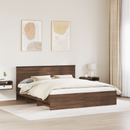 vidaXL Ágykeret fejtámlával Barna Tölgy 200 x 200 cm Faanyag