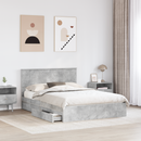 vidaXL Tárolós Ágy fejtámlával Beton Szürke 150 x 200 cm Faanyag