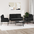 vidaXL Ülőgarnitúrák párnával 3 pcs Fekete 115 x 56 x 80 cm Furnér