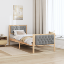 vidaXL Ágykeret fejtámlával Világosszürke 80 x 200 cm Tömör fenyőfa