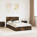vidaXL Tárolós Ágy fejtámlával Füstölt tölgy 135 x 190 cm Faanyag