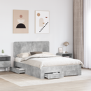 vidaXL Ágykeret fejtámlával fiókkal Beton Szürke 140 x 190 cm Faanyag