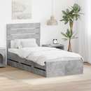 vidaXL Ágykeret fiókkal tárolóval Beton Szürke 90 x 190 cm Mérnöki Fa