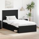 vidaXL Ágykeret fejtámlával Fekete 100 x 200 cm Tömör fenyőfa