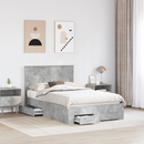 vidaXL Ágykeret fejtámlával fiókkal Beton Szürke 120 x 200 cm Faanyag