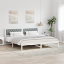 vidaXL Ágykeret fejtámlával Világosszürke 200 x 200 cm Tömör fenyőfa