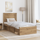 vidaXL Ágykeret fejtámlával Művészi tölgy 75 x 190 cm Tömör fenyőfa