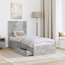 vidaXL Tárolós Ágy fejtámlával Beton Szürke 75 x 190 cm Faanyag