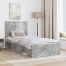 vidaXL Ágykeret fejtámlával Beton Szürke 100 x 200 cm Tömör fenyőfa