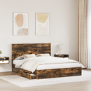 vidaXL Tárolós Ágy fejtámlával Füstölt tölgy 160 x 200 cm Faanyag