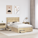 vidaXL Ágykeret fejtámlával fiókkal Sonoma tölgy 135 x 190 cm Faanyag