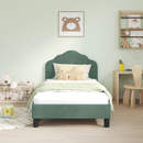 vidaXL Gyerekágy kerettel fejtámlával Tengeri Zöld 80 x 160 cm Bársony