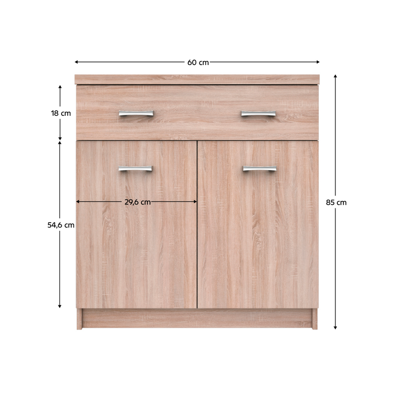Komód 2D1S/60, sonoma tölgy, TOPTY TYP 42