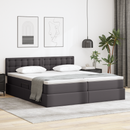 vidaXL Ágy tárolóval és LED lámpával leddel Szürke 200 x 200 cm Műbőr